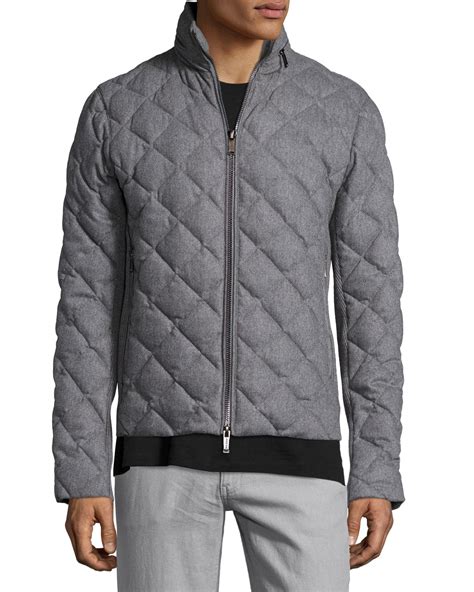 mens michael kors quilted jacket with wool sleeve